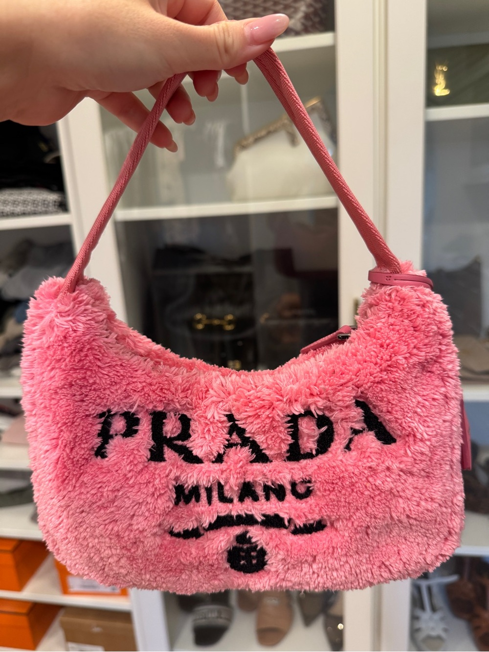 Authentic Terry Cloth Mini Re-Edition 2000 Bag Petalo Black